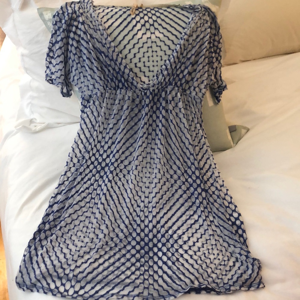 Elan Beach blue abs white swim coverup dress - size medium
